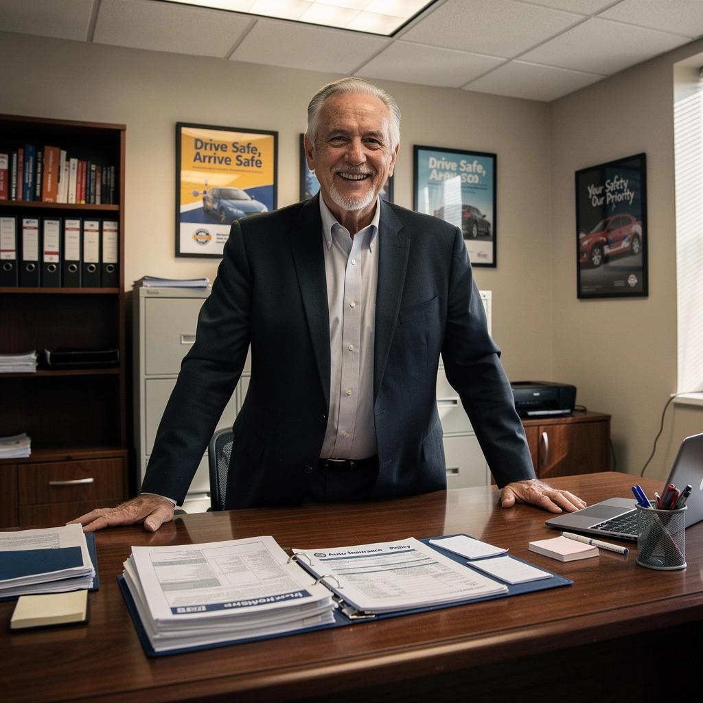 Kierowca analizujący warunki ubezpieczenia w biurze ubezpieczeniowym